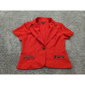 Dana‎ Kay Blazer Women's 10 Red Short Sleeves Button Office Casual